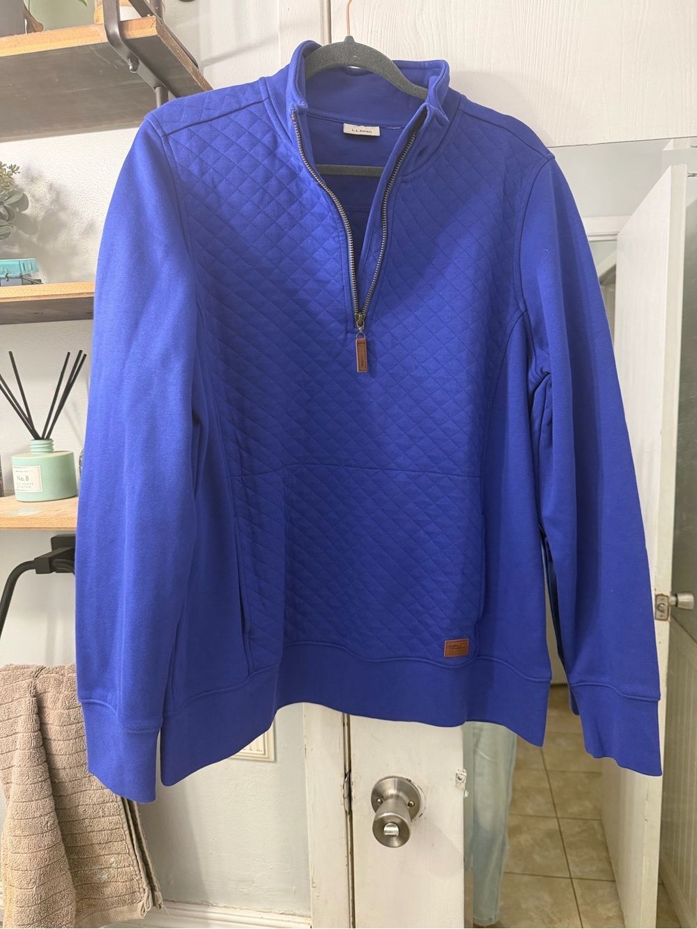 L.L. Bean Women's Quilted Half-Zip Sweater - Blue